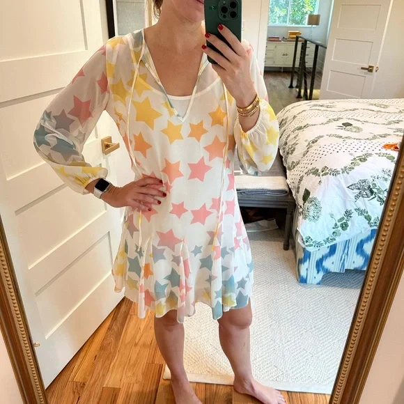 open lace back dress Pastel Rainbow Star Kimono Dress main image 0